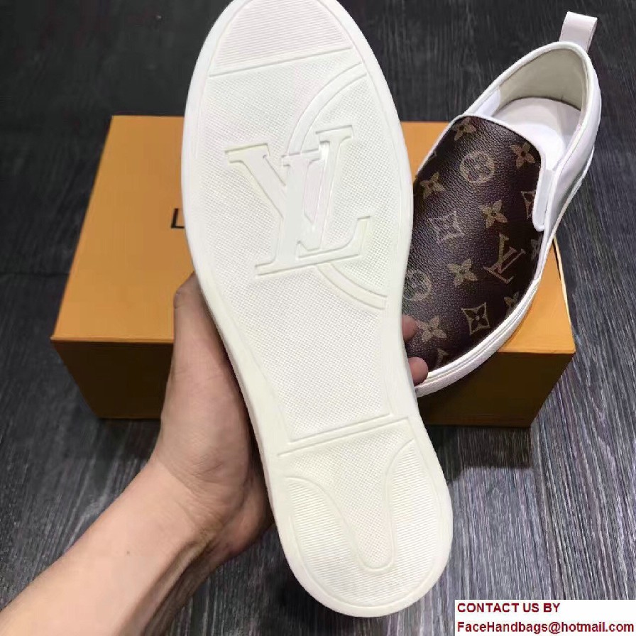 Louis Vuitton Frontrow Men's Slip-On Sneakers Monogram Canvas White 2017