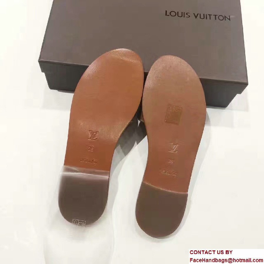 Louis Vuitton Lock It Flat Mules 1A28N5 Cognac 2017