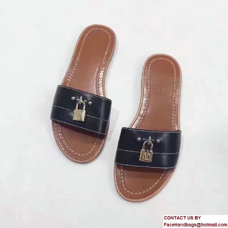 Louis Vuitton Lock It Flat Mules 1A28NK Noir 2017