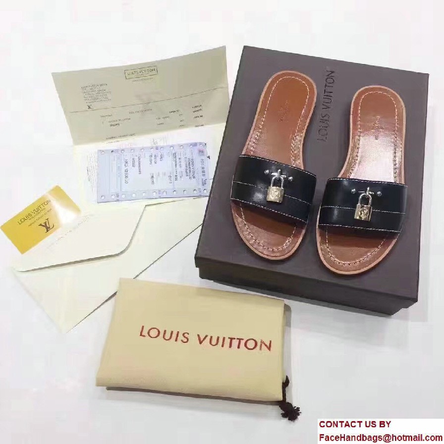 Louis Vuitton Lock It Flat Mules 1A28NK Noir 2017