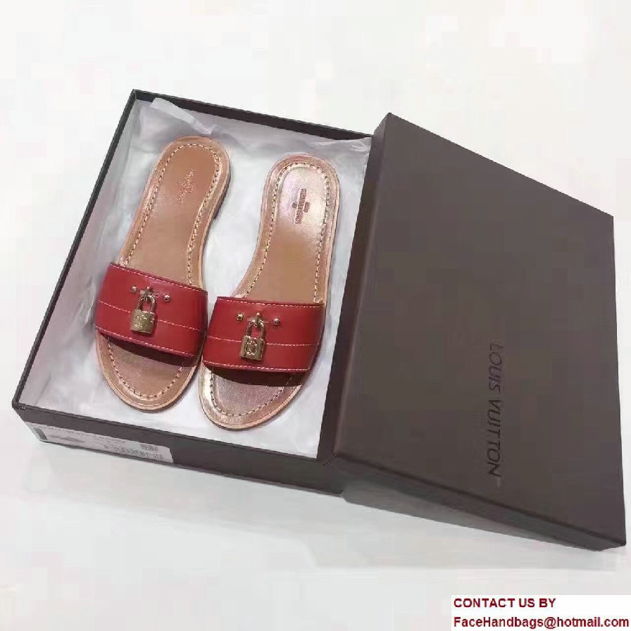 Louis Vuitton Lock It Flat Mules 1A28NZ Rouge 2017