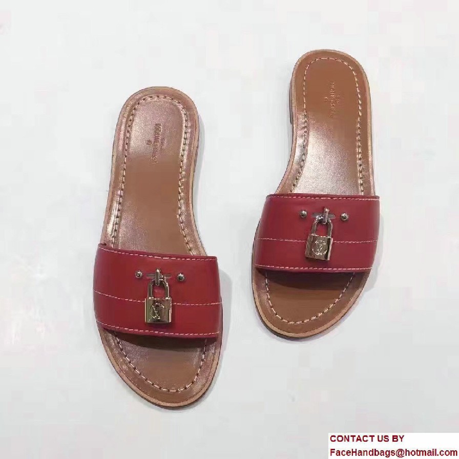 Louis Vuitton Lock It Flat Mules 1A28NZ Rouge 2017