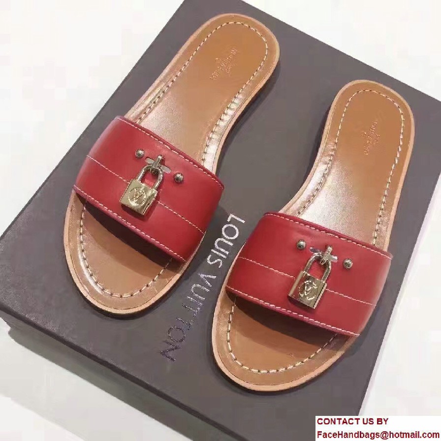 Louis Vuitton Lock It Flat Mules 1A28NZ Rouge 2017