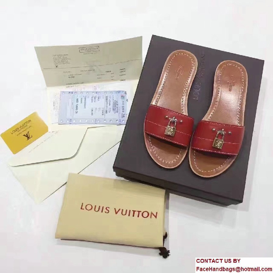 Louis Vuitton Lock It Flat Mules 1A28NZ Rouge 2017