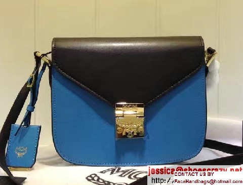 MCM Small Patricia Crossbody Shoulder Bag Combi Black/Blue 2017 - Click Image to Close