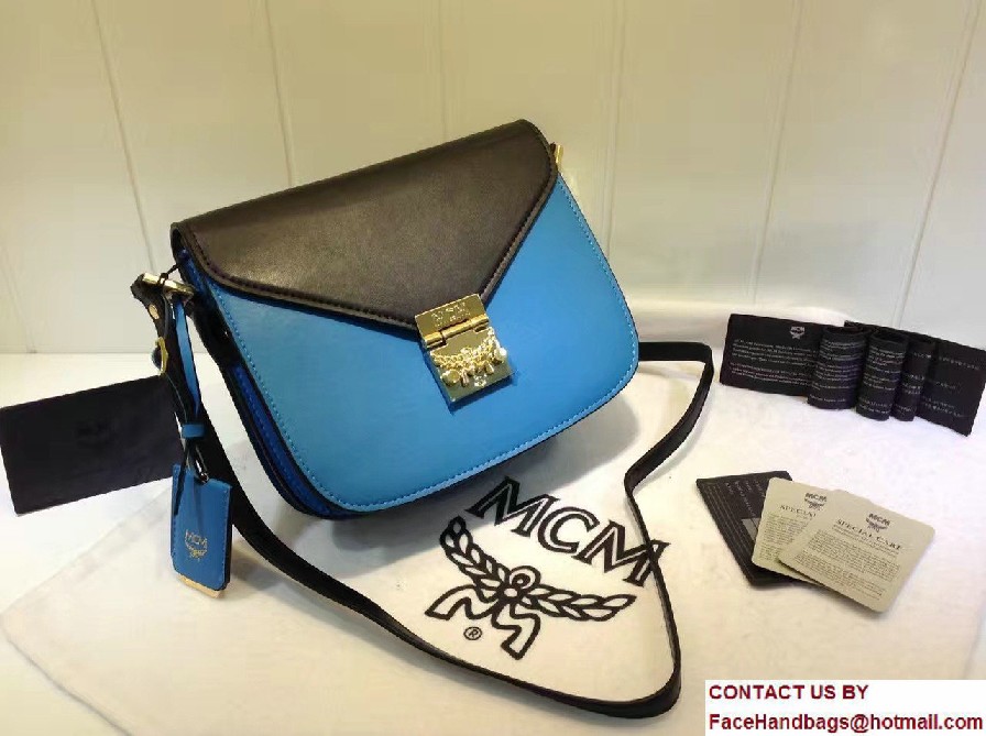 MCM Small Patricia Crossbody Shoulder Bag Combi Black/Blue 2017