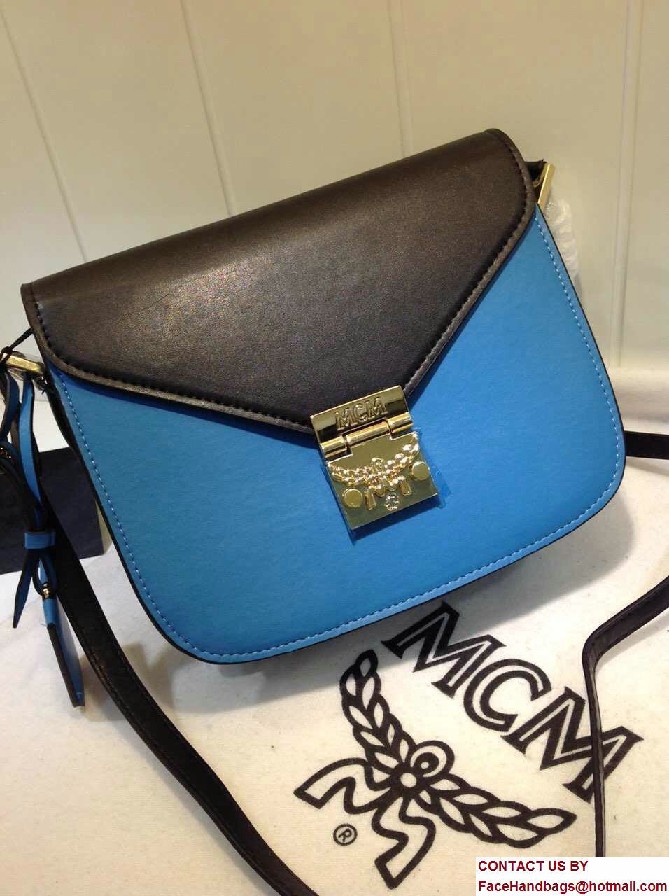 MCM Small Patricia Crossbody Shoulder Bag Combi Black/Blue 2017