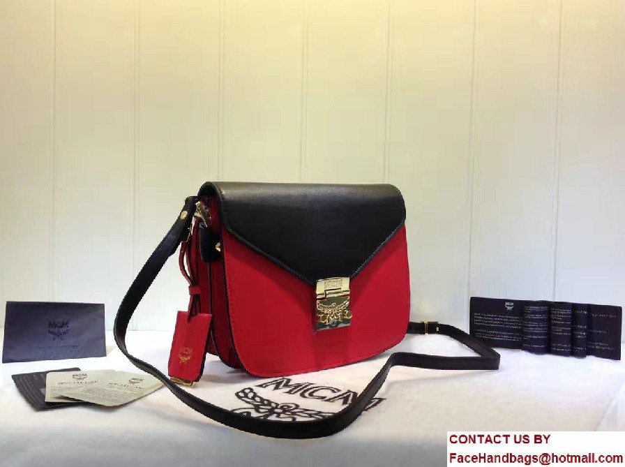 MCM Small Patricia Crossbody Shoulder Bag Combi Black/Red 2017