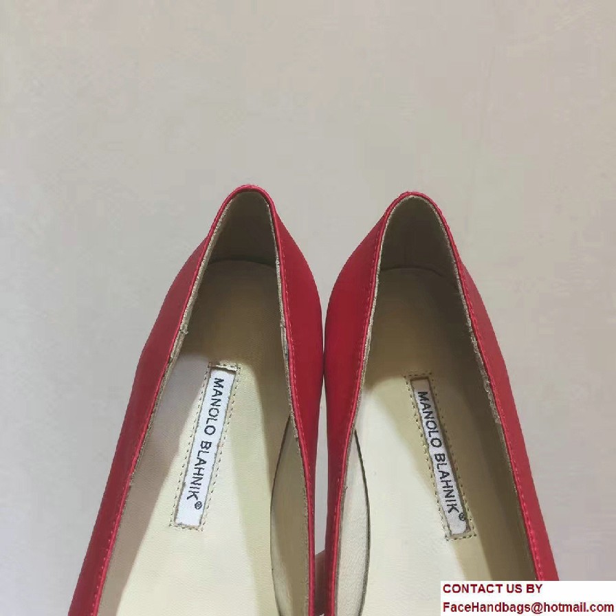 Manolo Blahnik Hangisi Jewel Buckled Satin Flats Red 2017