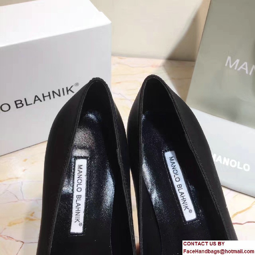 Manolo Blahnik Heel 6.5cm Hangisi Jewel Buckled Satin Pumps Black 2017