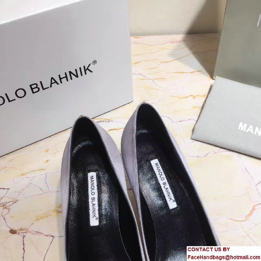 Manolo Blahnik Heel 6.5cm Hangisi Jewel Buckled Satin Pumps Gray 2017