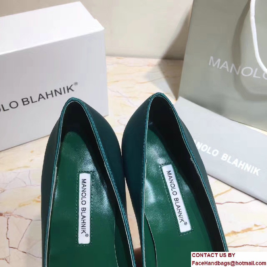 Manolo Blahnik Heel 6.5cm Hangisi Jewel Buckled Satin Pumps Green 2017