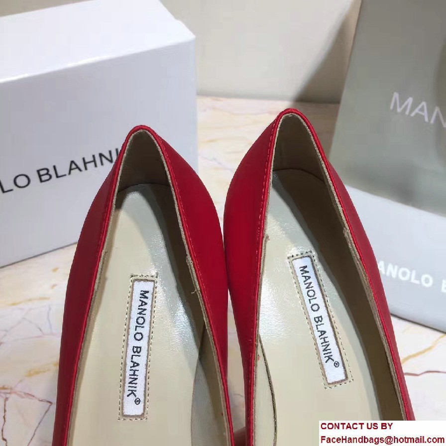 Manolo Blahnik Heel 6.5cm Hangisi Jewel Buckled Satin Pumps Red 2017