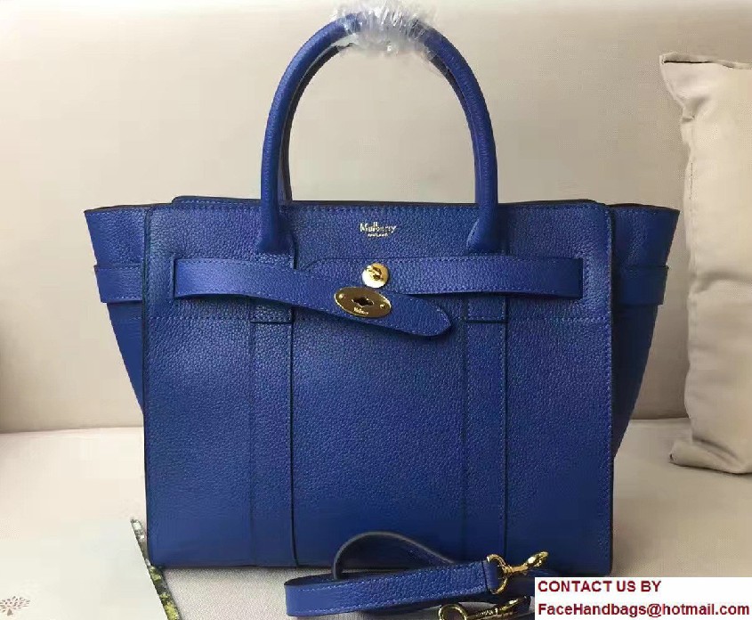 Natural Grain Leather Small Zipped Bayswater Bag Blue 2016