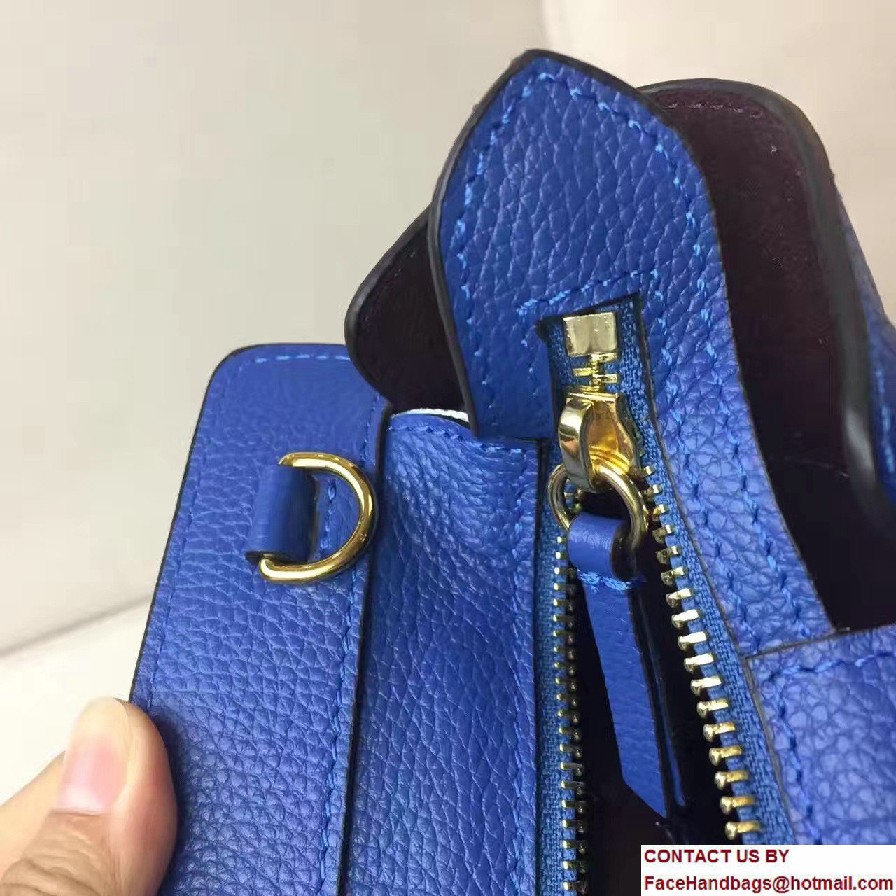 Natural Grain Leather Small Zipped Bayswater Bag Blue 2016