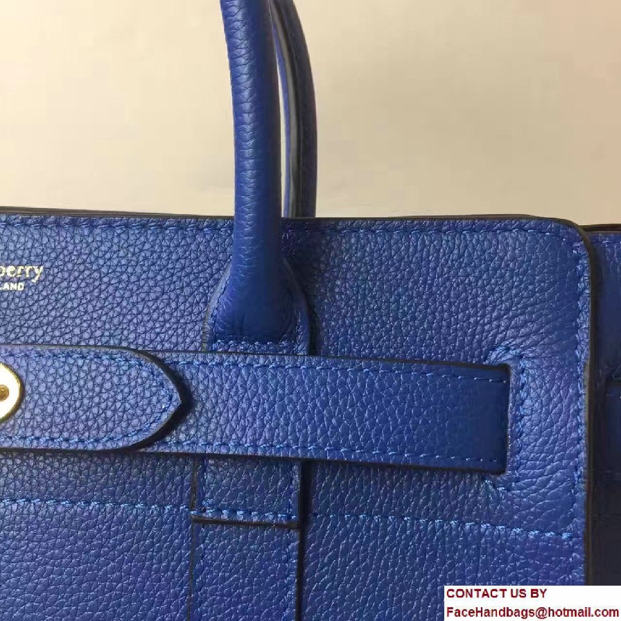 Natural Grain Leather Small Zipped Bayswater Bag Blue 2016