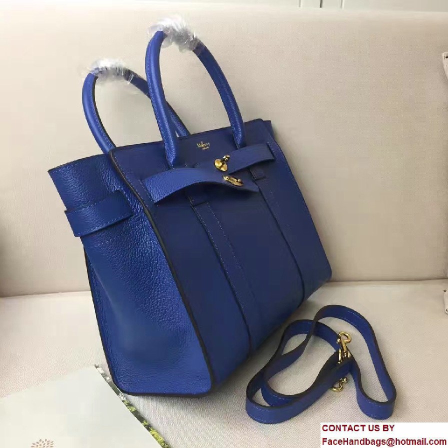 Natural Grain Leather Small Zipped Bayswater Bag Blue 2016