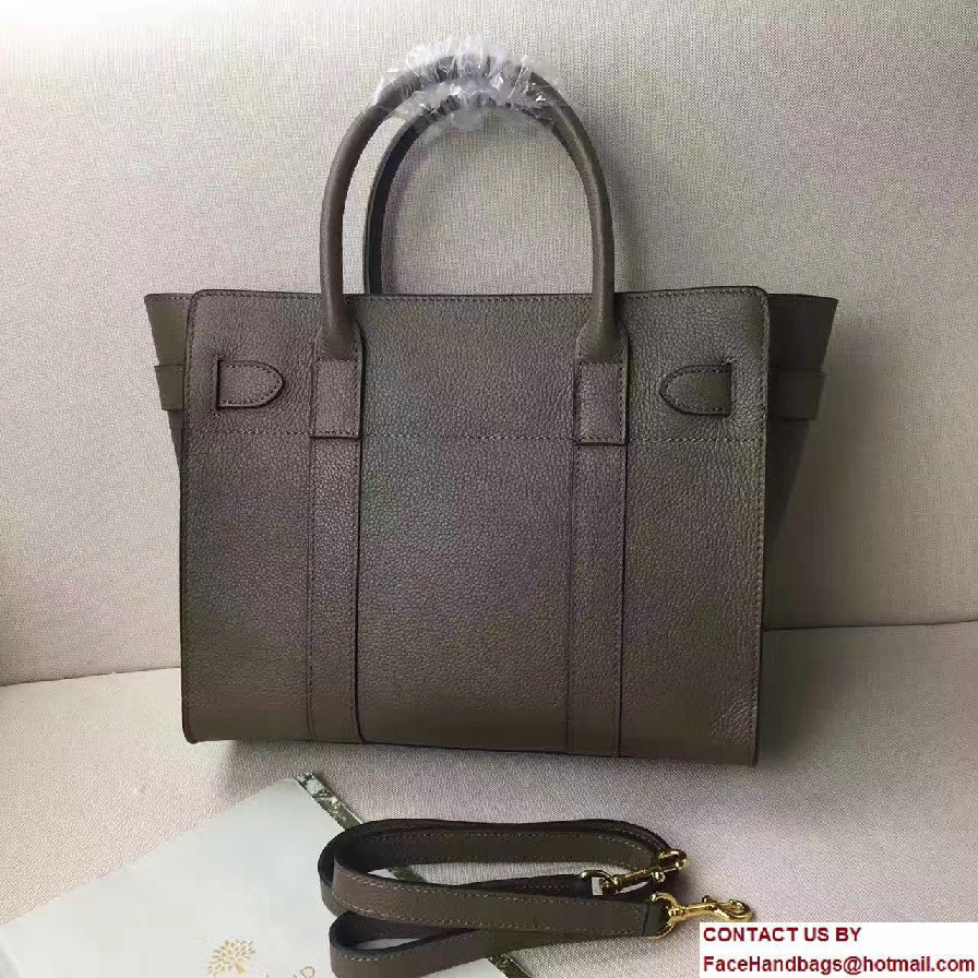 Natural Grain Leather Small Zipped Bayswater Bag Gray 2016