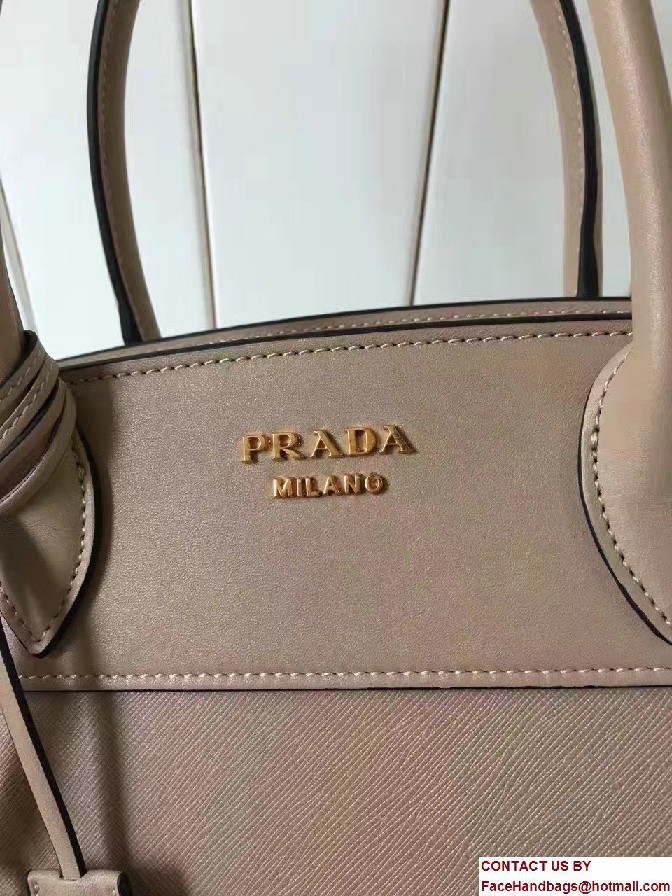 Prada Esplanade Saffiano And Calf Leather Tote Medium Bag 1BA046 Cameo 2017