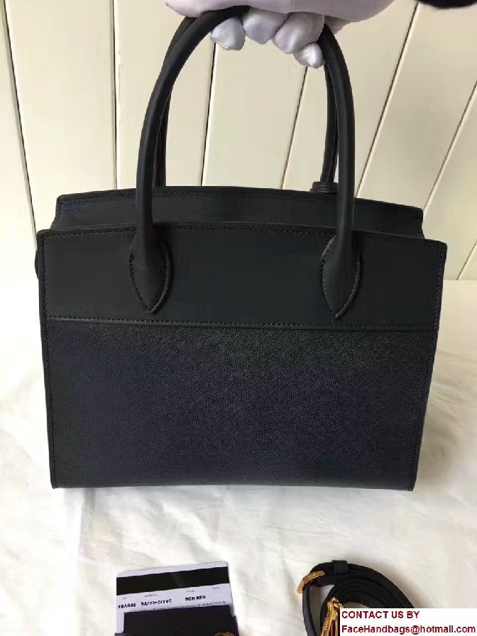 Prada Esplanade Saffiano And Calf Leather Tote Medium Bag 1BA046 Dark Blue 2017