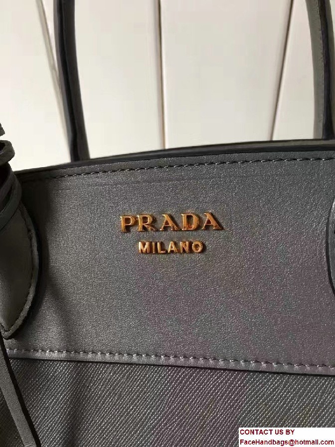 Prada Esplanade Saffiano And Calf Leather Tote Medium Bag 1BA046 Gray 2017