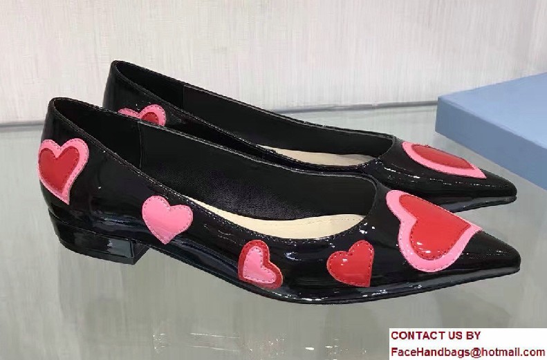 Prada Heart Patent Leather Toe Ballerina Black 2017 - Click Image to Close