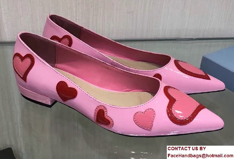 Prada Heart Patent Leather Toe Ballerina Pink 2017 - Click Image to Close