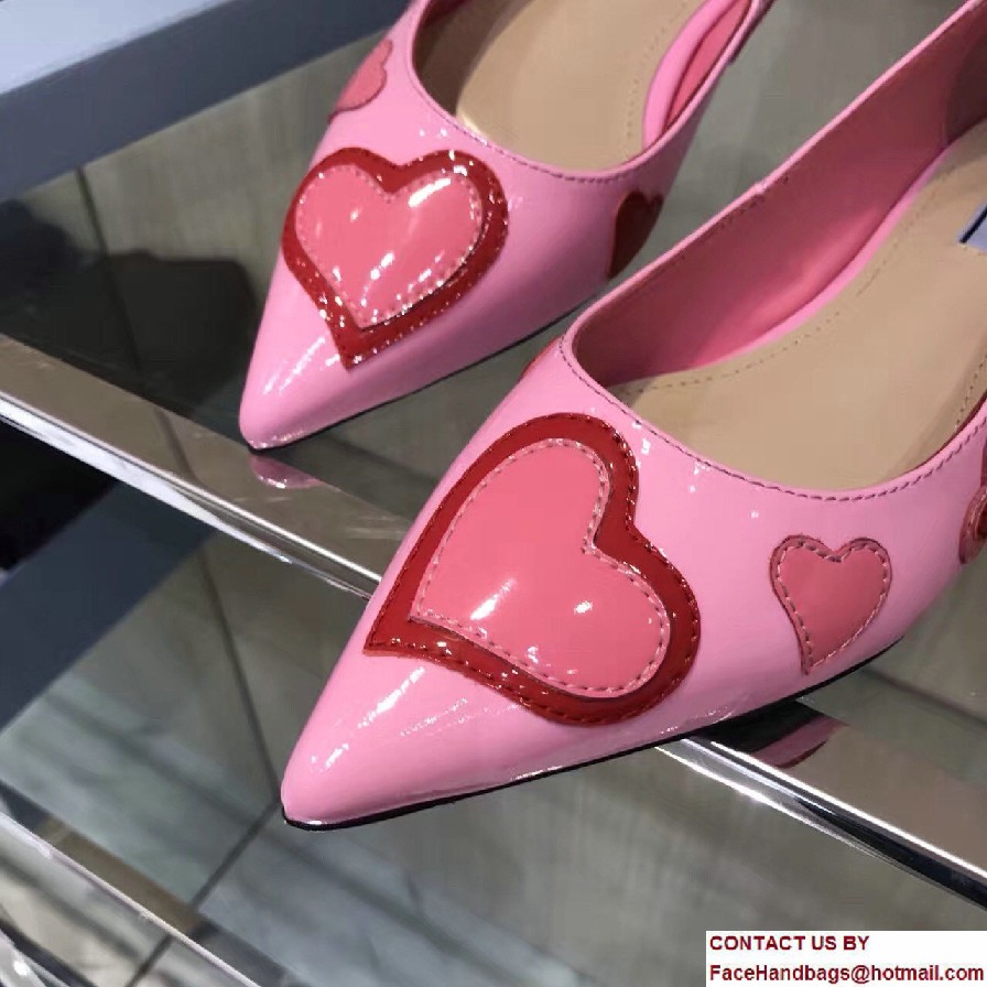 Prada Heart Patent Leather Toe Ballerina Pink 2017