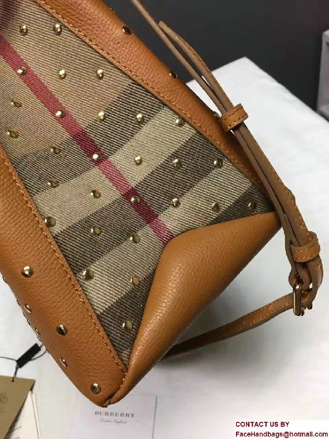 Riveted Leather And House Check Medium Banner Bag 40459871 Tan 2017