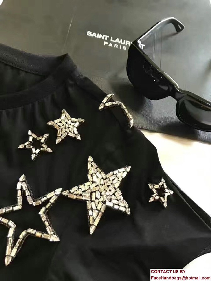 Saint Laurent Embellished Star T-Shirt Black 2017