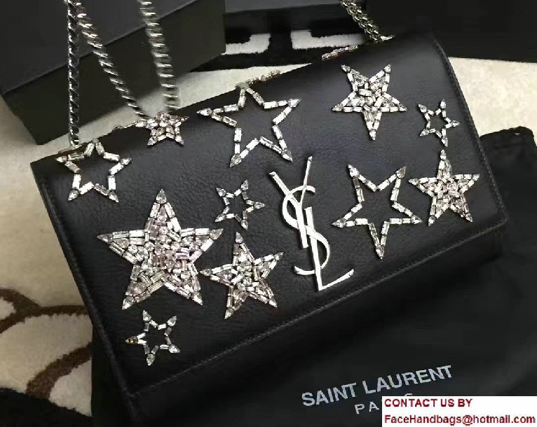 Saint Laurent Leather Classic Medium Kate Monogram Satchel Bag 364051 Crystal Star 2017