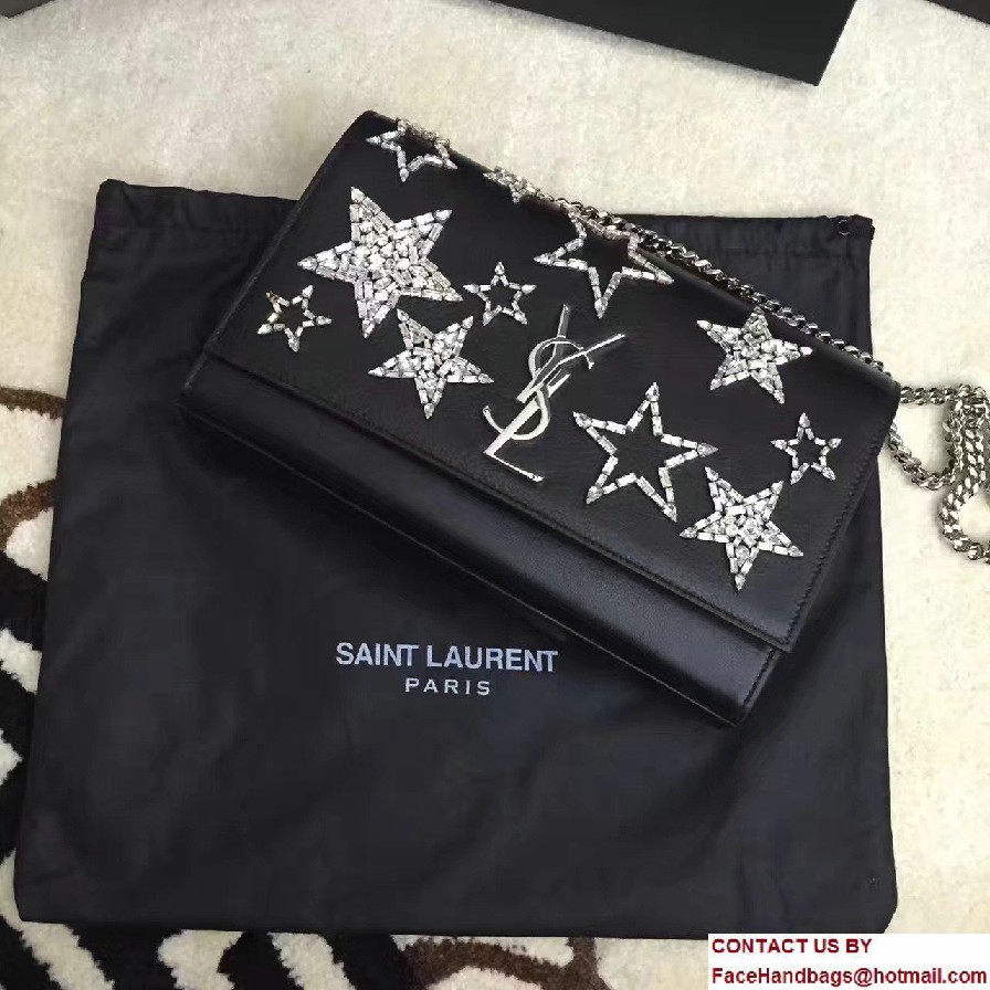 Saint Laurent Leather Classic Medium Kate Monogram Satchel Bag 364051 Crystal Star 2017