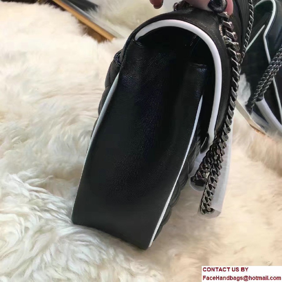 Saint Laurent Mixed Matelasse Leather Classic Large Monogram Satchel Bag 440115 Black/Dove White 2017