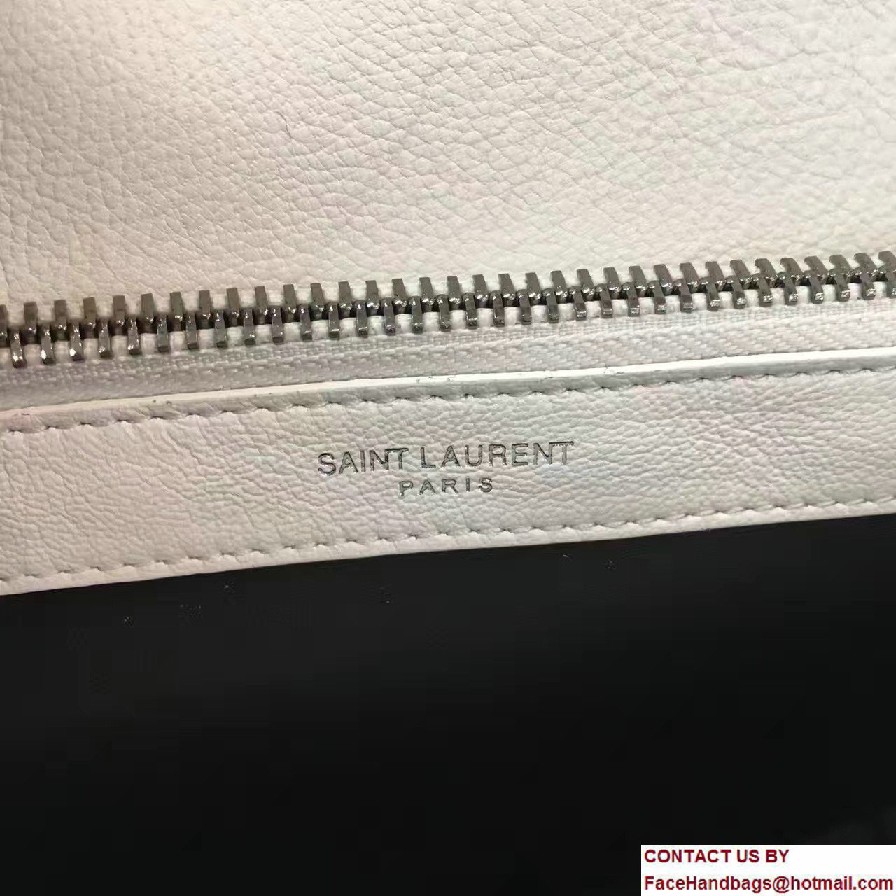 Saint Laurent Mixed Matelasse Leather Classic Large Monogram Satchel Bag 440115 Dove White/Black 2017