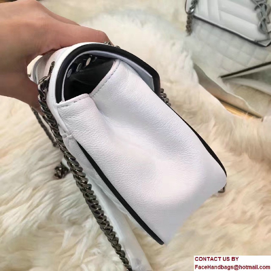 Saint Laurent Mixed Matelasse Leather Classic Medium Monogram Satchel Bag 428125 Dove White/Black 2017