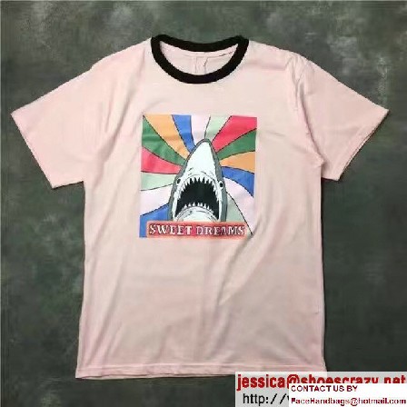 Saint Laurent Sweet Dreams Shark Patch Print Lovers T-Shirt Pink 2017