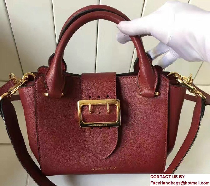 Small Buckle Tote Bag In Grainy Leather Dark Red 2017 - Click Image to Close