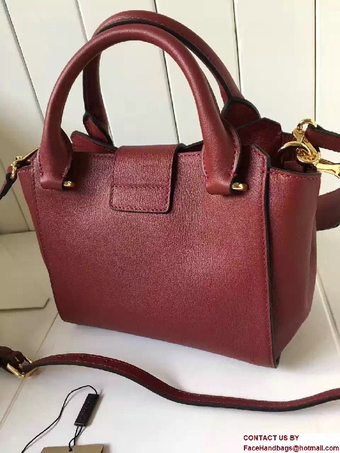 Small Buckle Tote Bag In Grainy Leather Dark Red 2017