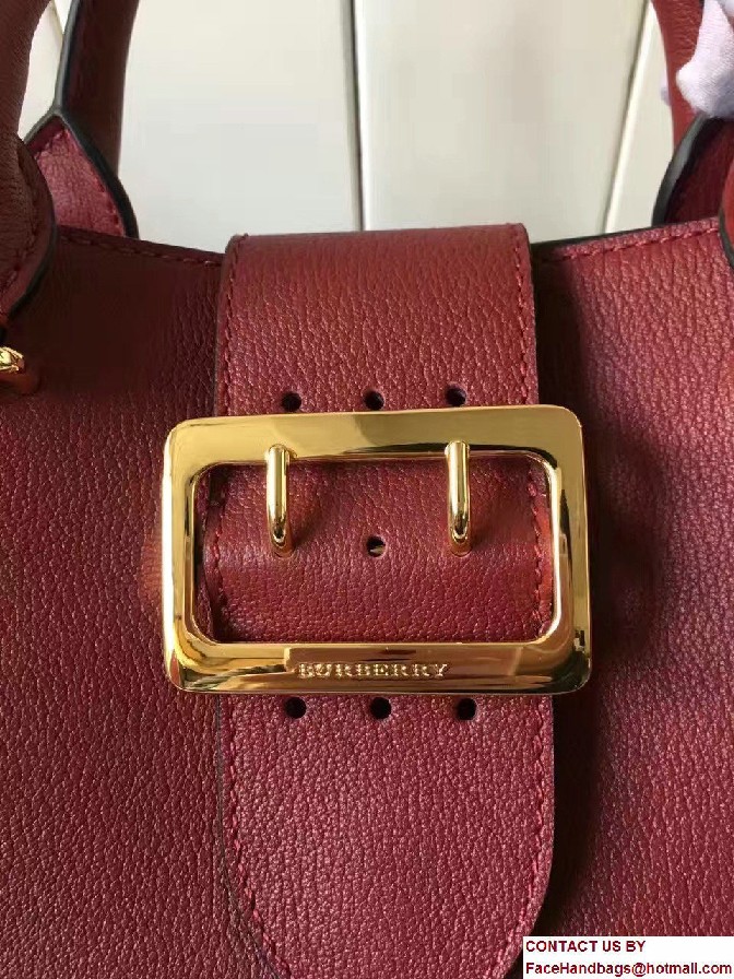 Small Buckle Tote Bag In Grainy Leather Dark Red 2017