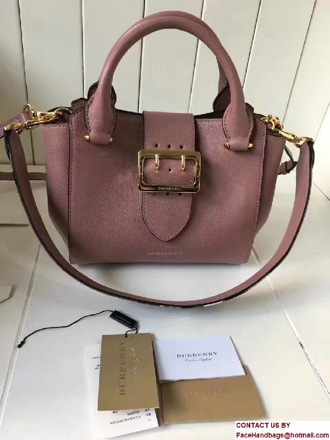 Small Buckle Tote Bag In Grainy Leather Dusty Pink 2017