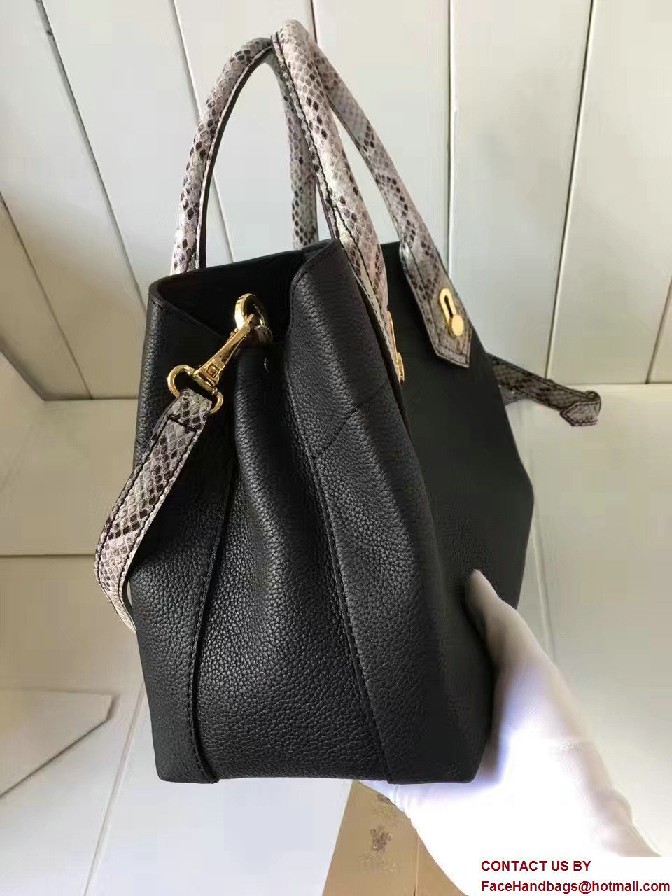 Small Milton Bag In Grainy Leather Black/Python Pattern 2017