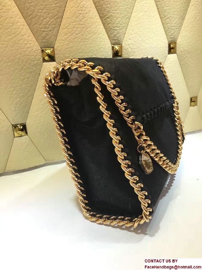 Stella McCartney Falabella Shaggy Deer Mini Shoulder Bag Black with gold chain 2016