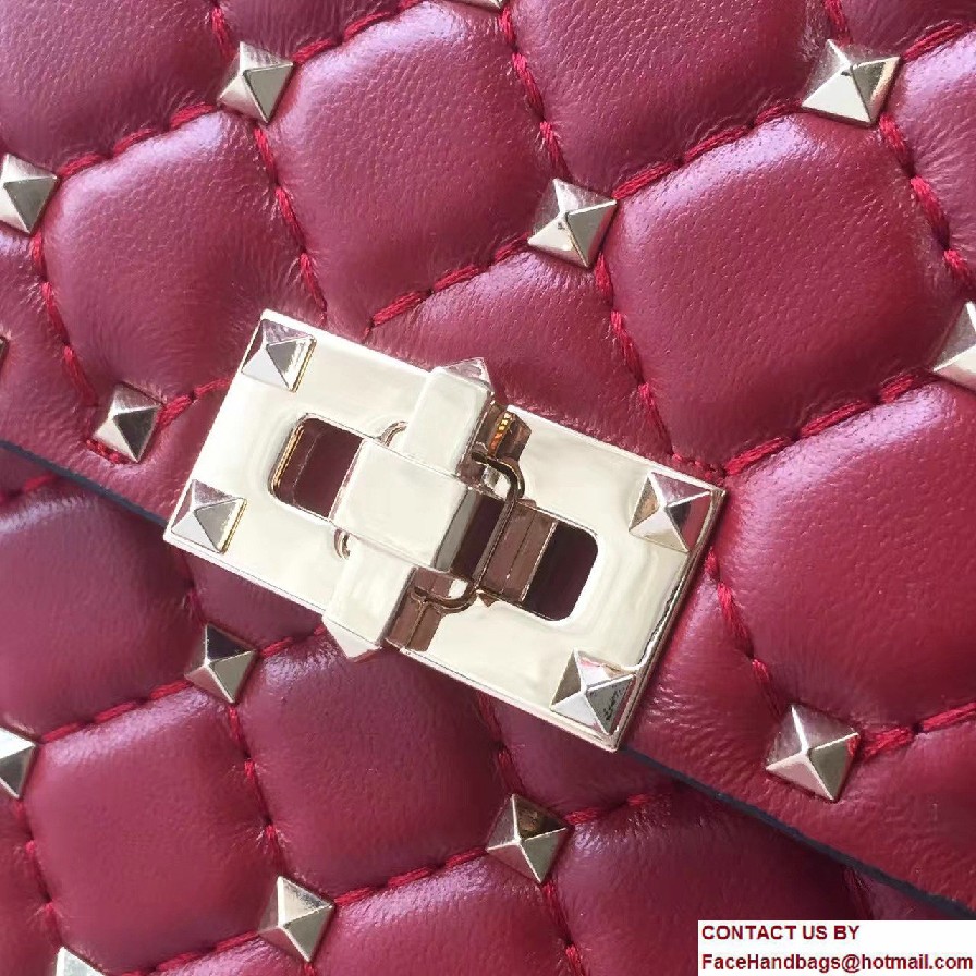 Valentino Rhombus Rockstud Spike Large Chain Shoulder Bag Red 2017