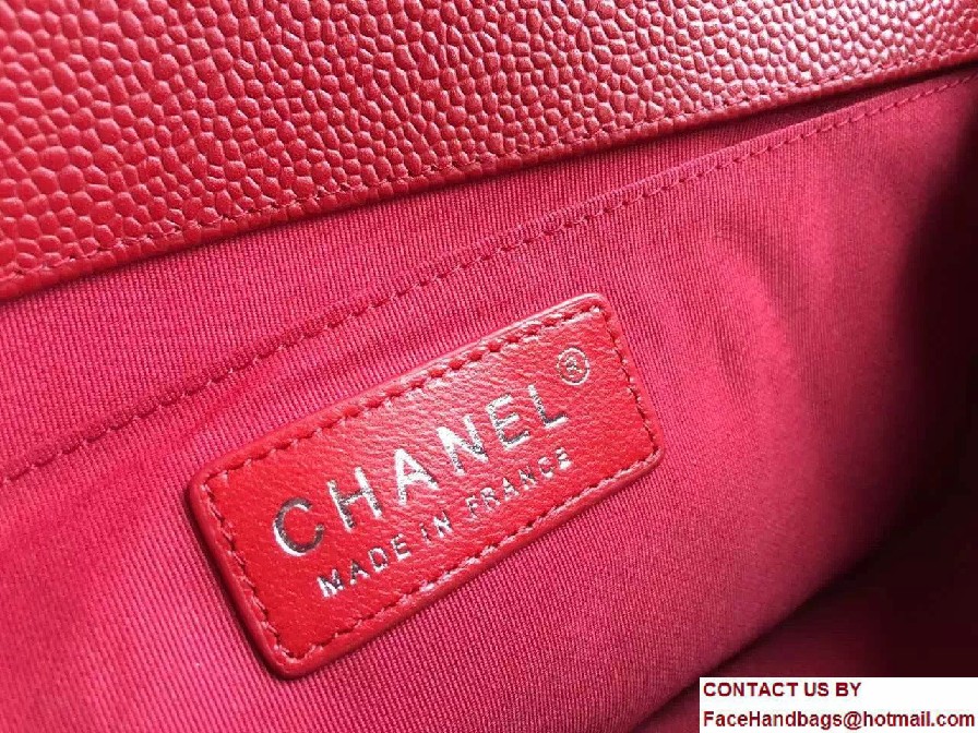 chanel caviar le boy red bag with silver hardware