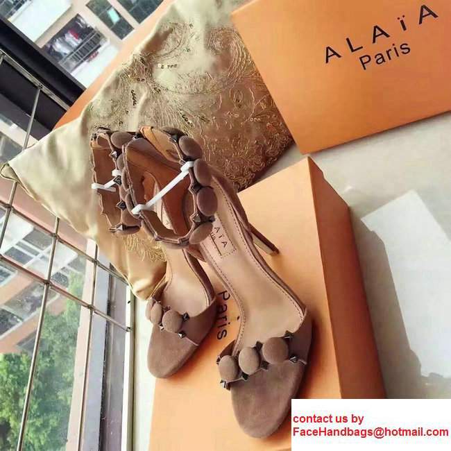 Alaia Heel 10.5cm Suede Pumps Apricot 2017