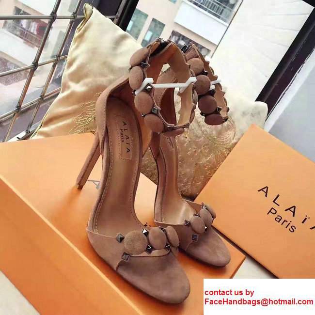 Alaia Heel 10.5cm Suede Pumps Apricot 2017