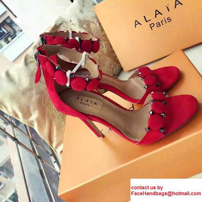 Alaia Heel 10.5cm Suede Pumps Red 2017