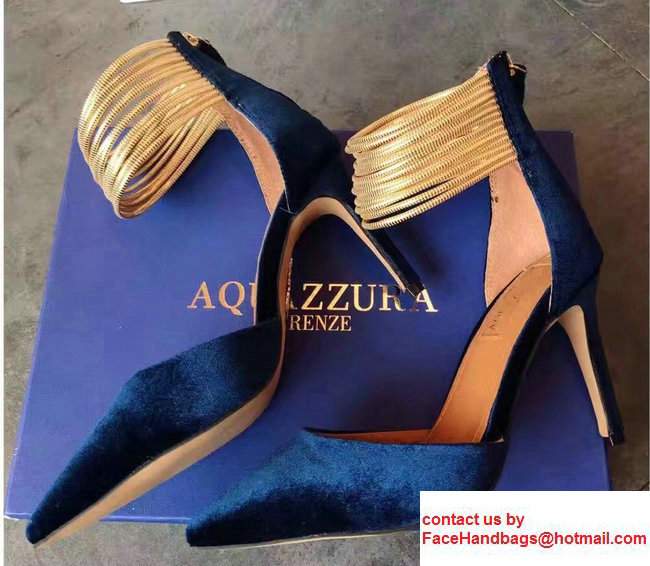 Aquazzura Cords Suede Heel 9cm Hello Lover Pumps Blue 2017