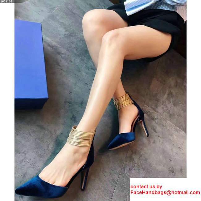 Aquazzura Cords Suede Heel 9cm Hello Lover Pumps Blue 2017