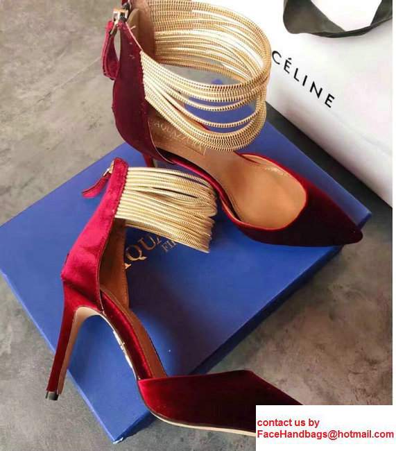 Aquazzura Cords Suede Heel 9cm Hello Lover Pumps Red 2017